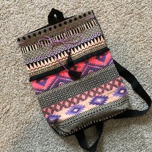 Aztec Tribal Print Drawstring Backpack